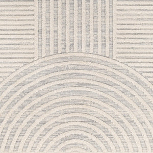 Livabliss Nora Minimalist Polypropylene Area Rug with Fringe Turkish Woven Bedroom Living Room Light Gray, Cre 3'11" x 5'7" NOA2310-31157