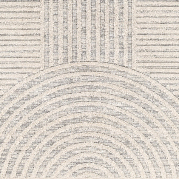 Livabliss Nora Minimalist Polypropylene Area Rug with Fringe Turkish Woven Bedroom Living Room Light Gray, Cre 3'11" x 5'7" NOA2310-31157