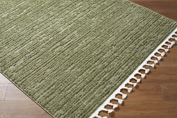 Livabliss Nora Bohemian Global Polypropylene Area Rug with Fringe Plush High Pile Living Room Olive, Dusty Sa 7'10" x 10' NOA2313-71010