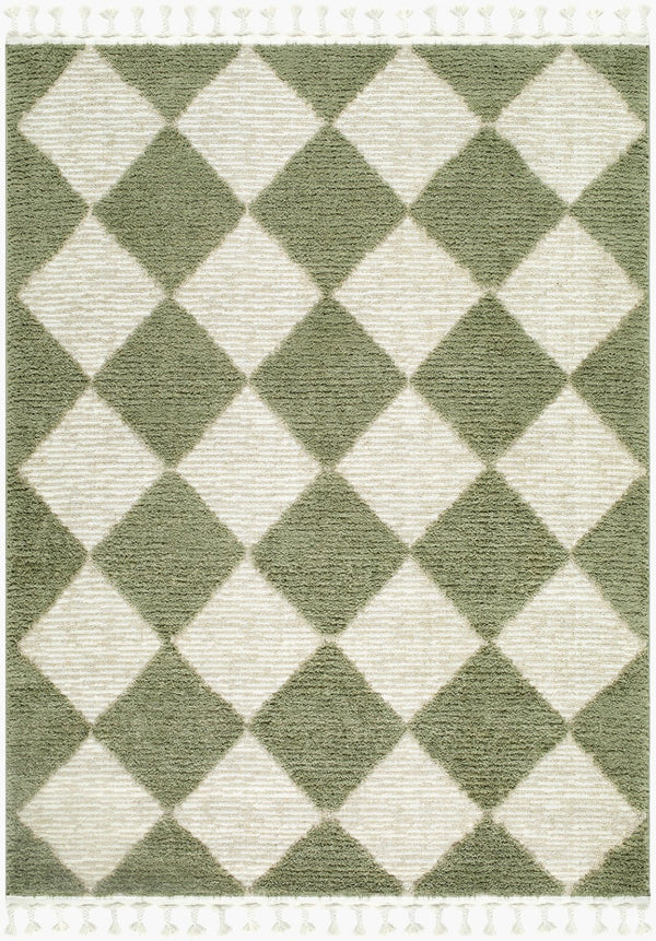 Livabliss Nora Polypropylene Area Rug with Fringe Detail Woven in Turkey for Modern Interiors Olive, Dusty Sa 7'10" x 10' NOA2314-71010