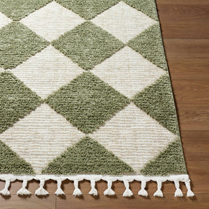 Livabliss Nora Polypropylene Area Rug with Fringe Detail Woven in Turkey for Modern Interiors Olive, Dusty Sa 7'10" x 10' NOA2314-71010
