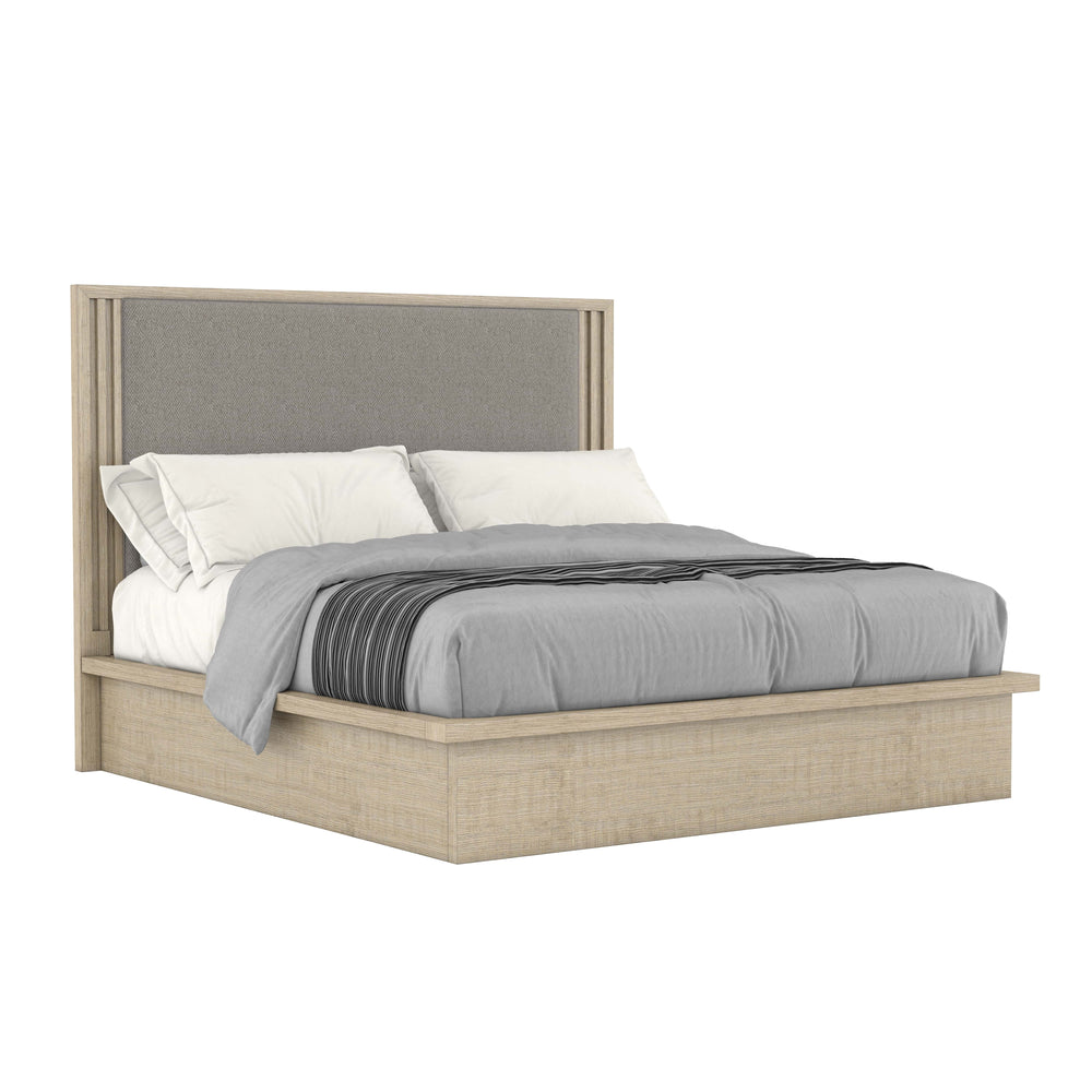 A.R.T. Furniture North Side King Panel Bed - Modern Transitional Design With Upholstered Headboard & Platform Style Brown Parrawood Solids,Quarter Figured,Fiddle Ash Veneer,Foam,Fabric 269136-2556