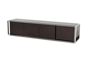 VIG Furniture Noble High-Gloss Ebony Lacquer Tv Console With Stainless Steel Trim, Push-Open Doors & Cubes VGHB131F