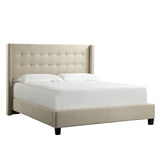 Homelegance By Top-Line Magnolia Nailhead Wingback Tufted Upholstered Bed Beige Linen