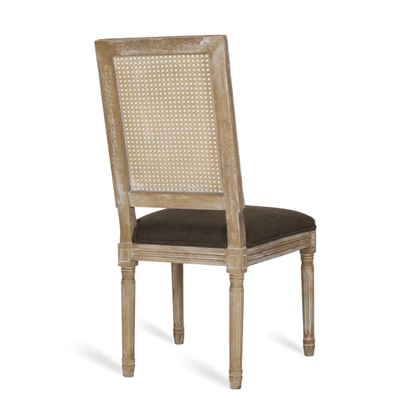 English Elm Dining Chair Set of Two with Cane Back Fluted Legs and Upholstered Seat French Style 71238.00BRNNTL