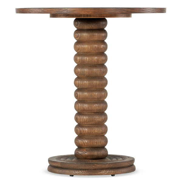 Hooker Furniture Commerce Spindle Accent Table — Natural Medium Oak Bobbin Pedestal, Compact Vintage Charm, Durable Oak Solids 7228-80224-89