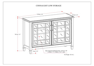 English Elm Connaught Low Storage Cabinet - Handcrafted Dark Chestnut Brown With Adjustable Shelves & Style B136P158126