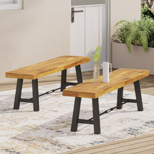 English Elm Catriona Solid Acacia Outdoor Bench Slatted Hardwood Patio Garden Seating 57240.00