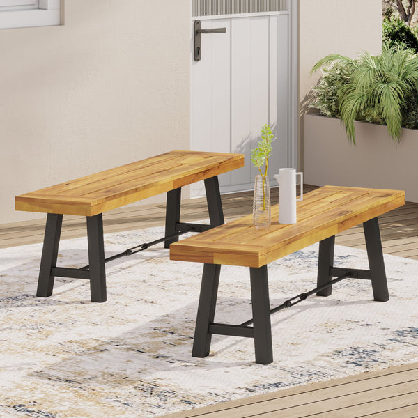 English Elm Catriona Solid Acacia Outdoor Bench Slatted Hardwood Patio Garden Seating 57240.00