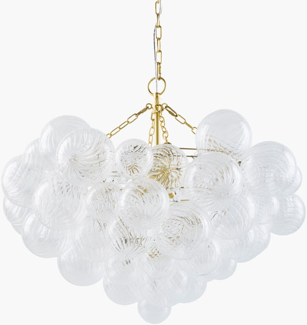 Surya Noira Geometric Art Deco Chandelier Metal Glass Frame for Dining Room Entryway NOIA-001