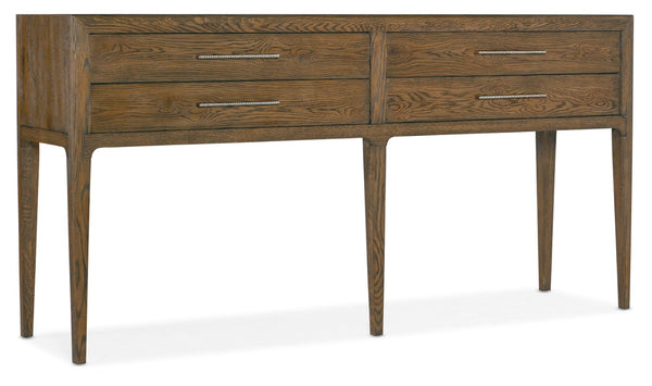 Hooker Furniture Chapman White Oak Sideboard With Travertine Top, Sorrel Finish, Distressed Rustic-Modern Buffet Storage (72.25" W) 6033-75903-85