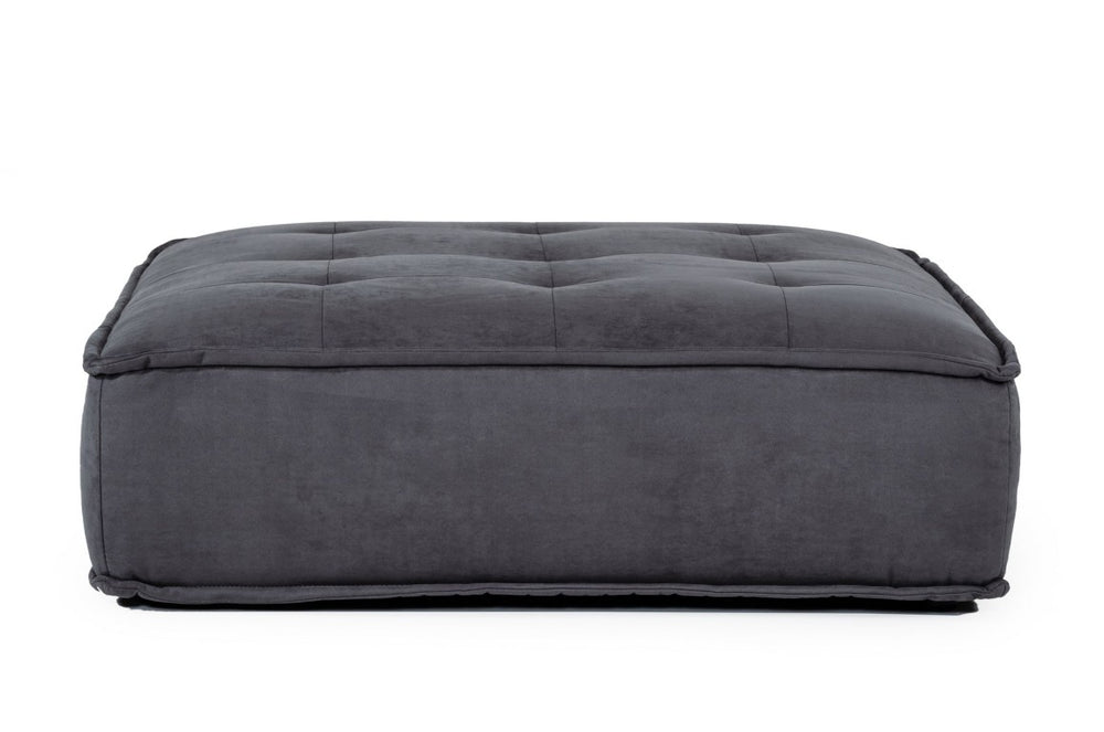 VIG Furniture Nolden Waterproof Dark Grey Fabric Ottoman - Modular Square Seat, Tufted Foam Cushion, Spill-Resistant Finish VGKNK8542-DK-GRY-OTT