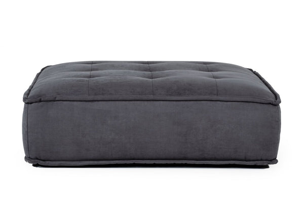 VIG Furniture Nolden Waterproof Dark Grey Fabric Ottoman - Modular Square Seat, Tufted Foam Cushion, Spill-Resistant Finish VGKNK8542-DK-GRY-OTT