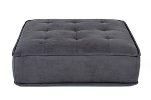 VIG Furniture Nolden Waterproof Dark Grey Fabric Ottoman - Modular Square Seat, Tufted Foam Cushion, Spill-Resistant Finish VGKNK8542-DK-GRY-OTT