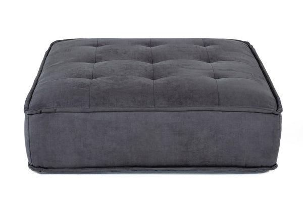 VIG Furniture Nolden Waterproof Dark Grey Fabric Ottoman - Modular Square Seat, Tufted Foam Cushion, Spill-Resistant Finish VGKNK8542-DK-GRY-OTT