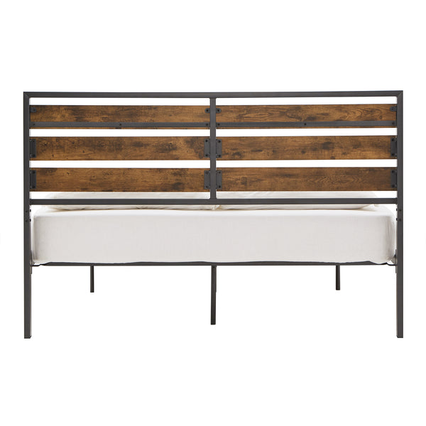 Homelegance By Top-Line Daxton Low Profile Metal Platform Bed with Wood Finish Panels Grey Metal
