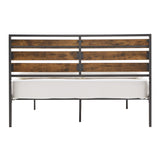 Homelegance By Top-Line Daxton Low Profile Metal Platform Bed with Wood Finish Panels Grey Metal