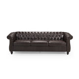 Christopher Knight Home® - Noble House - Parksley Tufted Chesterfield Faux Leather 3 Seater Sofa