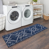 Nourison Brixton BRX01 Machine Made Loom-woven Tribal Border Indoor Only Modern & Contemporary Bohemian Rug Navy, Navy 64% Polyester,34% Cotton,2% Other 99446046116