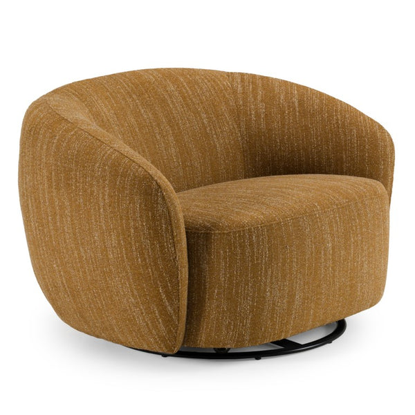 VIG Furniture Norris Mellow Mustard Swivel Accent Chair — Mid-Century Rounded Silhouette, Foam Cushioning, 360° Comfort VGKK-KF.2823-CHR-MUS