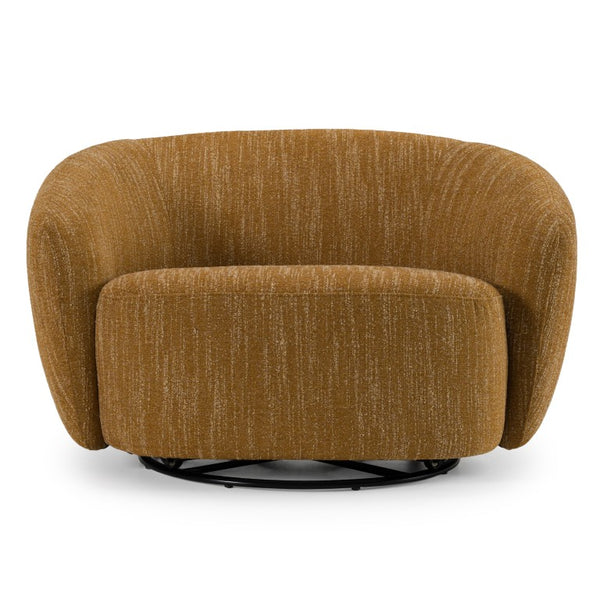 VIG Furniture Norris Mellow Mustard Swivel Accent Chair — Mid-Century Rounded Silhouette, Foam Cushioning, 360° Comfort VGKK-KF.2823-CHR-MUS