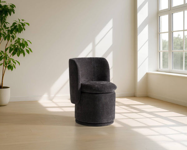 VIG Furniture Norris Mellow Mustard Swivel Chair With Plush Foam Seat, 360° Metal Base, Mid-Century Modern Comfort And Style Dark Grey Dining Chair VGKK-KF.Y2138-DGRY