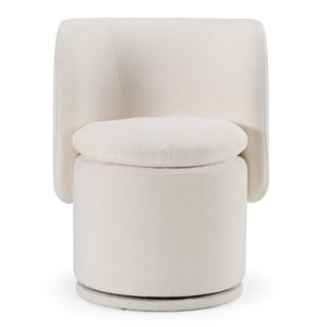 VIG Furniture Norris Mellow Mustard Swivel Chair With Plush Foam Seat, 360° Metal Base, Mid-Century Modern Comfort And Style Off-White Dining Chair VGKK-KF.Y2138-IVY