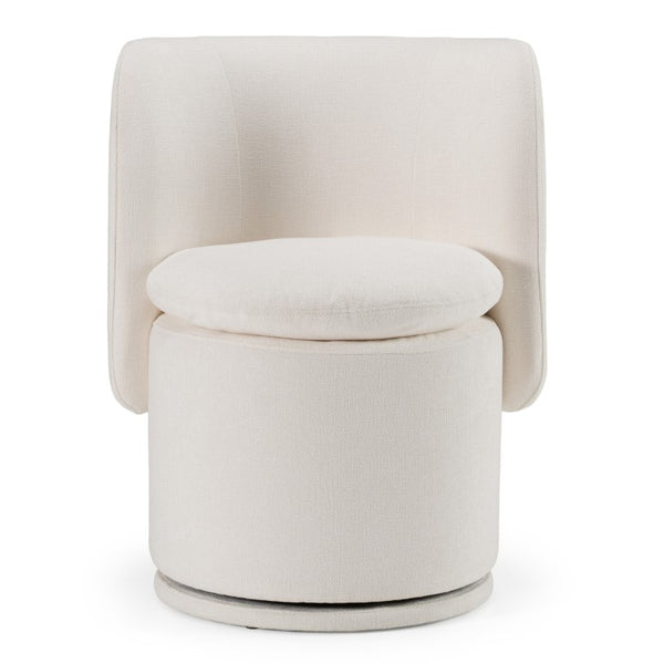 VIG Furniture Norris Mellow Mustard Swivel Chair With Plush Foam Seat, 360° Metal Base, Mid-Century Modern Comfort And Style Off-White Dining Chair VGKK-KF.Y2138-IVY