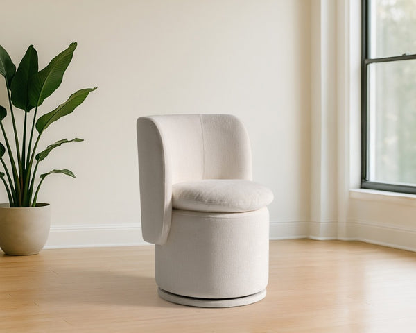 VIG Furniture Norris Mellow Mustard Swivel Chair With Plush Foam Seat, 360° Metal Base, Mid-Century Modern Comfort And Style Off-White Dining Chair VGKK-KF.Y2138-IVY