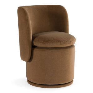 VIG Furniture Norris Mellow Mustard Swivel Chair With Plush Foam Seat, 360° Metal Base, Mid-Century Modern Comfort And Style Brown Dining Chair VGKK-KF.Y2138-BRN