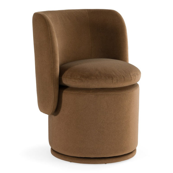 VIG Furniture Norris Mellow Mustard Swivel Chair With Plush Foam Seat, 360° Metal Base, Mid-Century Modern Comfort And Style Brown Dining Chair VGKK-KF.Y2138-BRN
