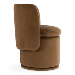 VIG Furniture Norris Mellow Mustard Swivel Chair With Plush Foam Seat, 360° Metal Base, Mid-Century Modern Comfort And Style Brown Dining Chair VGKK-KF.Y2138-BRN