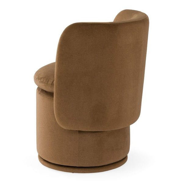 VIG Furniture Norris Mellow Mustard Swivel Chair With Plush Foam Seat, 360° Metal Base, Mid-Century Modern Comfort And Style Brown Dining Chair VGKK-KF.Y2138-BRN