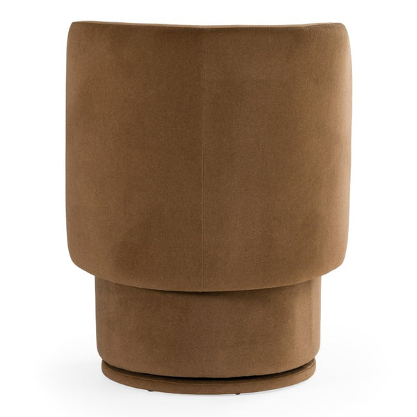 VIG Furniture Norris Mellow Mustard Swivel Chair With Plush Foam Seat, 360° Metal Base, Mid-Century Modern Comfort And Style Brown Dining Chair VGKK-KF.Y2138-BRN