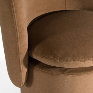 VIG Furniture Norris Mellow Mustard Swivel Chair With Plush Foam Seat, 360° Metal Base, Mid-Century Modern Comfort And Style Brown Dining Chair VGKK-KF.Y2138-BRN