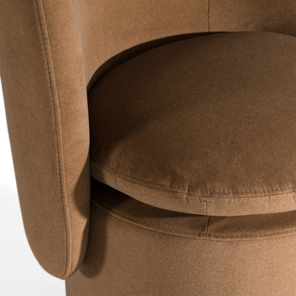 VIG Furniture Norris Mellow Mustard Swivel Chair With Plush Foam Seat, 360° Metal Base, Mid-Century Modern Comfort And Style Brown Dining Chair VGKK-KF.Y2138-BRN
