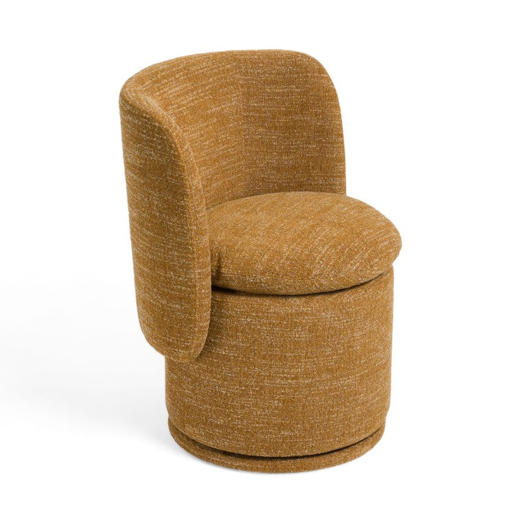 VIG Furniture Norris Mellow Mustard Swivel Chair With Plush Foam Seat, 360° Metal Base, Mid-Century Modern Comfort And Style Yellow Dining Chair VGKK-KF.Y2138-MUS