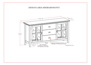 English Elm Artisan Large Sideboard Buffet - Elegant Dark Chestnut Brown, Functional Storage, Timeless Design B136P158417