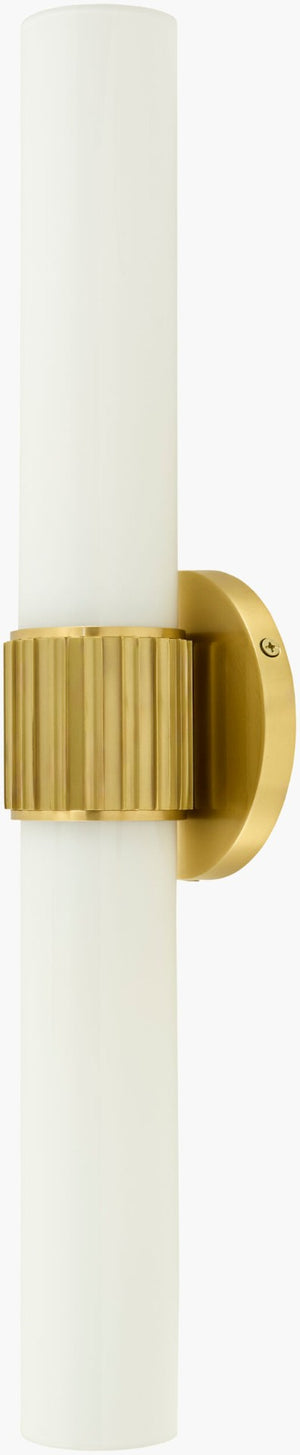 Surya Nouvea Art Deco Metal Glass Wall Sconce Warm Ambient Glow for Hallway or Bedroom NOU-002