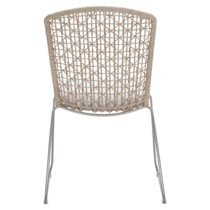 Bernhardt Bernhardt Coastal Woven Outdoor Side Chair With Cushioned Seat, Stainless Frame, Breathable Abaca Support Hazelnut 22.13"W x 23.75"D x 36"H K1950