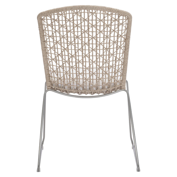 Bernhardt Bernhardt Coastal Woven Outdoor Side Chair With Cushioned Seat, Stainless Frame, Breathable Abaca Support Hazelnut 22.13"W x 23.75"D x 36"H K1950