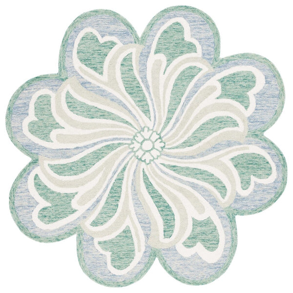 Safavieh Novelty  107 Hand Tufted Floral Rug Grey / Green 6' x 6' Round