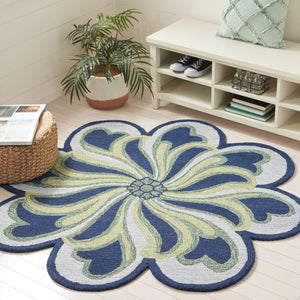 Safavieh Novelty  107 Hand Tufted Floral Rug Navy / Green 6' x 6' Round