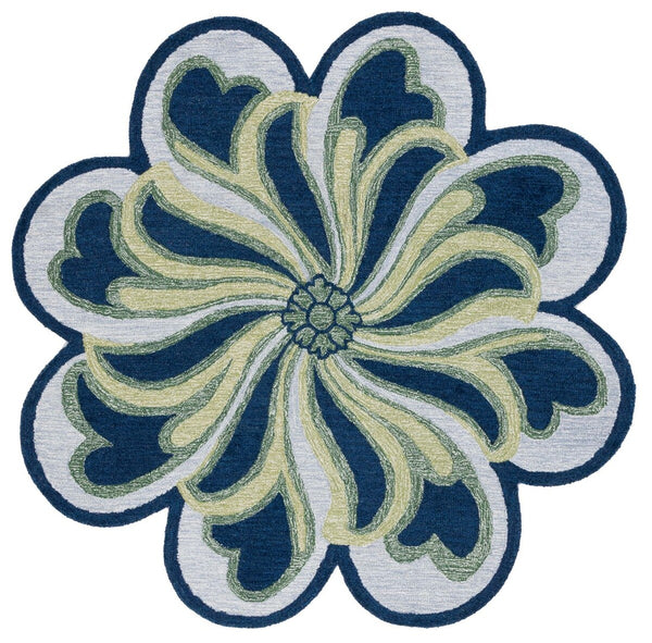 Safavieh Novelty  107 Hand Tufted Floral Rug Navy / Green 6' x 6' Round