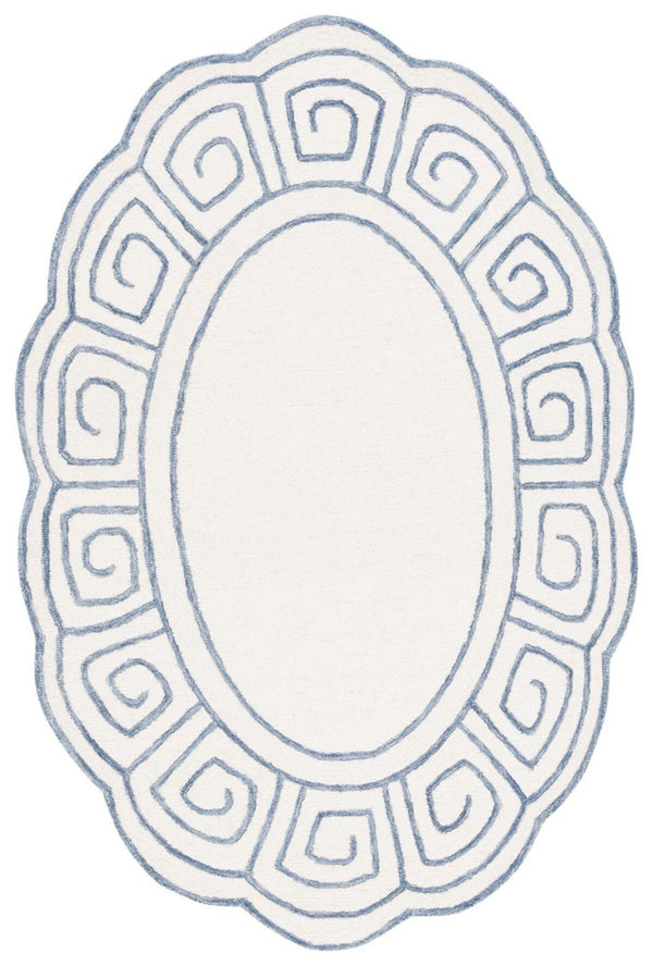 Safavieh Novelty 109 Hand Tufted Transitional Rug Ivory / Blue 6' x 9' Oval