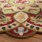 Safavieh Novelty 604 Hand Tufted Tranisitional Rug Red / Taupe 12'-0" x 12'-0"  Round