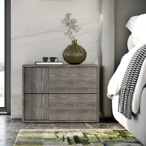 VIG Furniture Asus Italian Elm Grey Nightstand — Modern Matte Veneer, 2 Soft-Close Drawers, Sturdy 130 Lb Top (Made In Italy) VGACASUS-NS-GRY-3