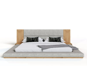 Vig Furniture Nova Domus Jagger Modern Bed In Natural Oak With Gray Upholstery & Built-in Nightstands For Elegance Beige  Vgma-br-55-bed-nat