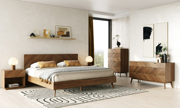 VIG Furniture Kamela- Walnut Chest With 5 Deep Drawers, Black Metal Handles, Rich Veneer For Modern Bedrooms VGMA-BR-128-CH
