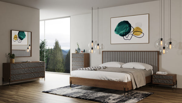 VIG Furniture Metcalf Walnut Mirror W36 X H40" – Mid-Century Rectangular Mirror With Curved Edges, Warm Veneer Finish VGMAQT-S831-BR-120-WAL-MIR
